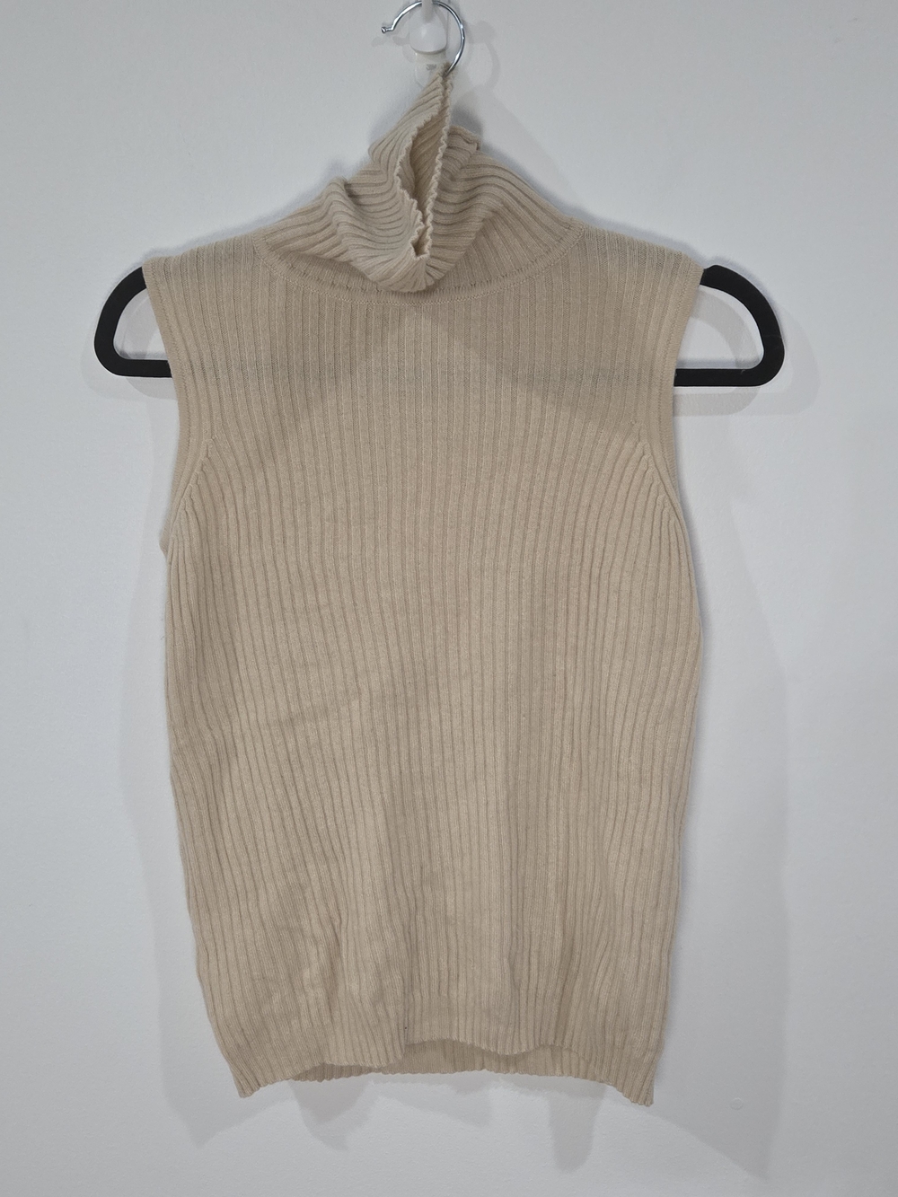 Bloomingdale's Sz Small Cream Cashmere Ribbed Top